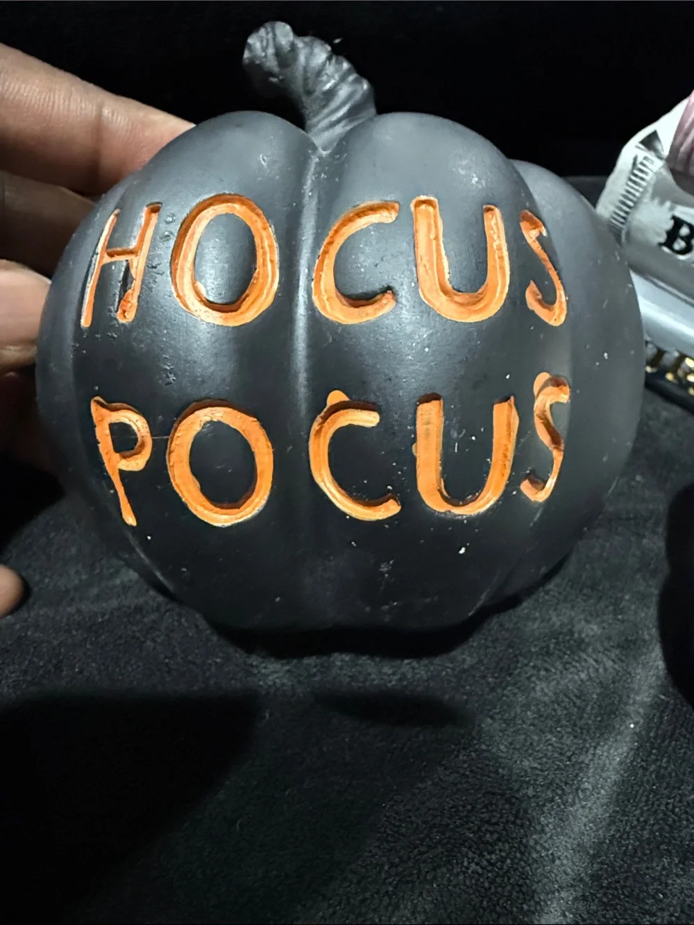 Hocus Pocus Black Decorative Pumpkin & White Accent Pumpkin
